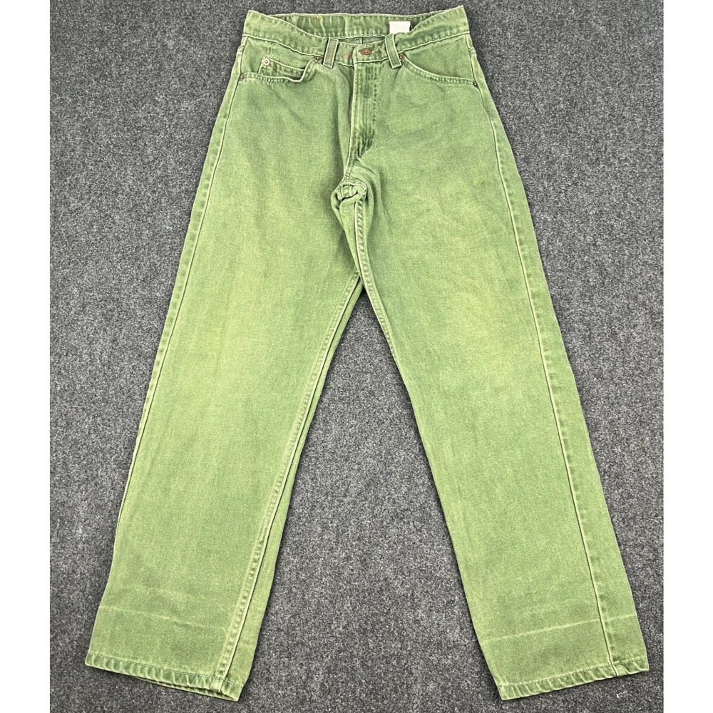 Vintage Levi's 560 Jeans Mens 28x30 (26.5x28) Green Loose Fit USA Made 90s Denim